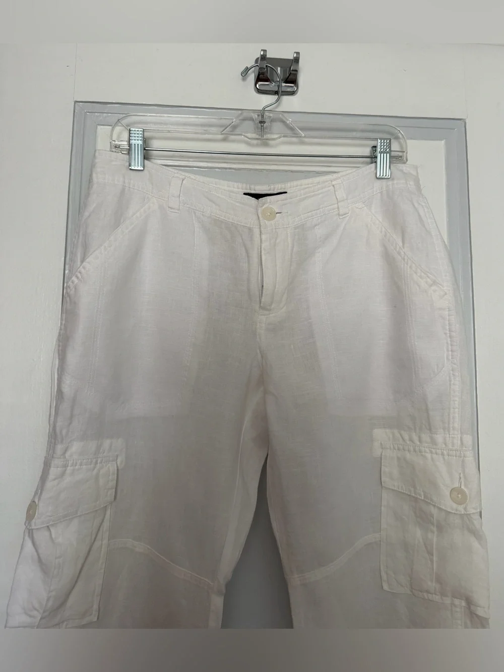 Banana Republic White Women’s Cargo Linen Capri Pants